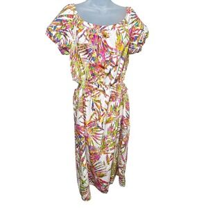 Cut-Out L Maxi Dress Tropical Palm Print Cotton 12006ST Summer Chloe+rene boho
